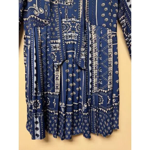 ZARA Patchwork Bandana Print Pleated Skirt Mini Dress w/ Necktie, Sz M - Picture 6 of 12